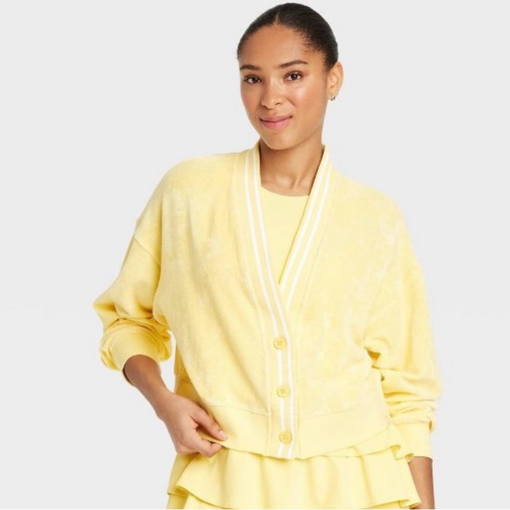 JoyLab Sunny Yellow Button-Up Cardigan